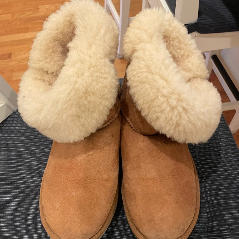 Ugg Chestnut Suede Shearling Boot With Cream Cuff - image 2
